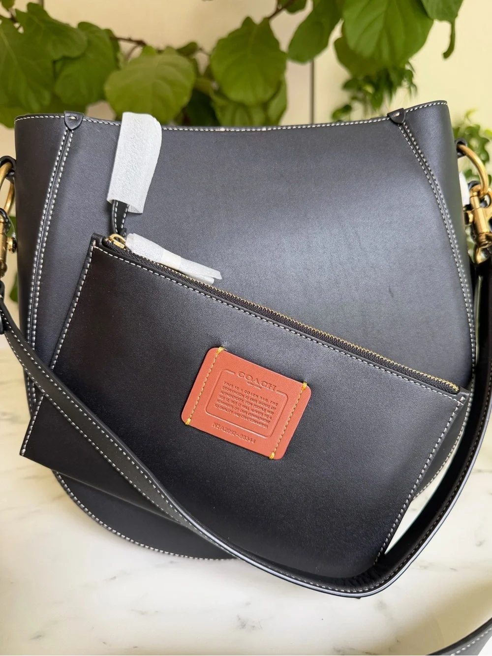 NWT Coach Maddy Hobo Glovetanned Leather Black Crossbody Bag with Pouch 88344